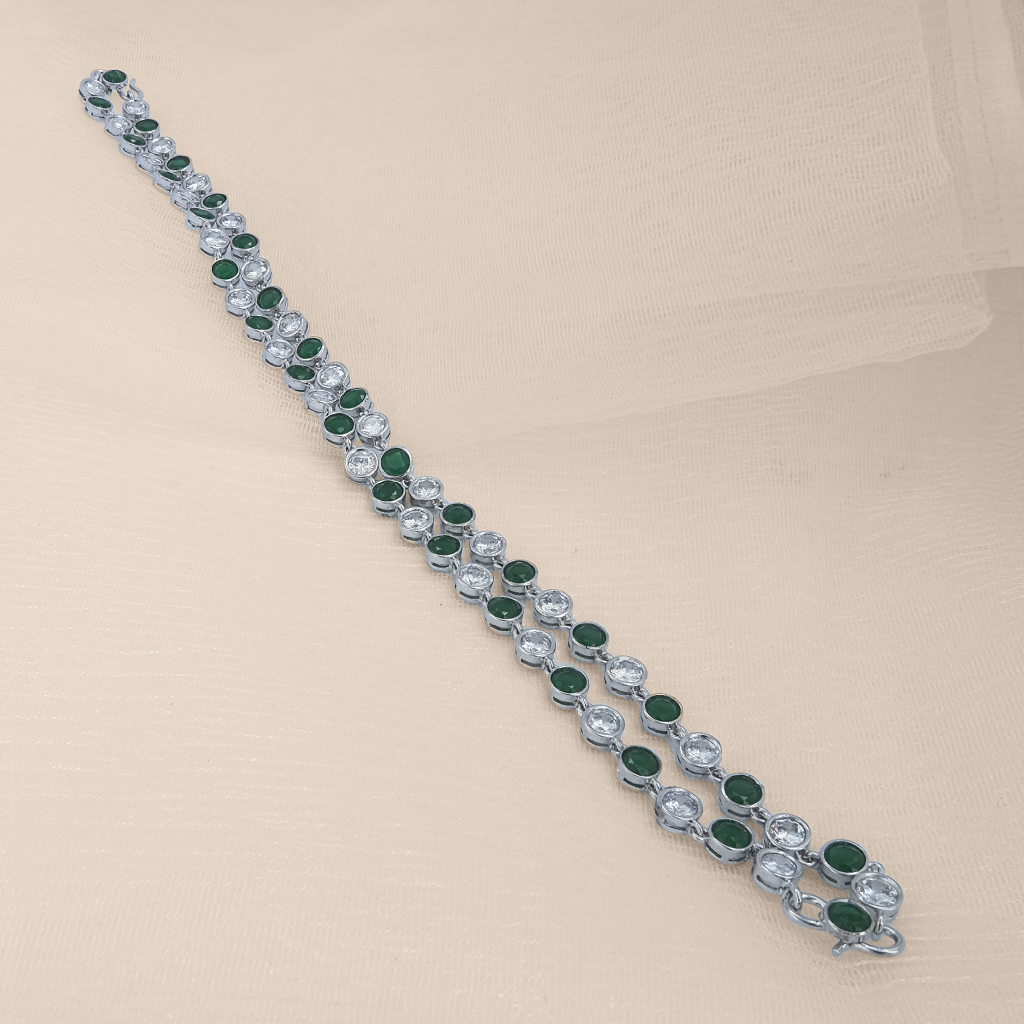 Emerald and Zirconia Anklets