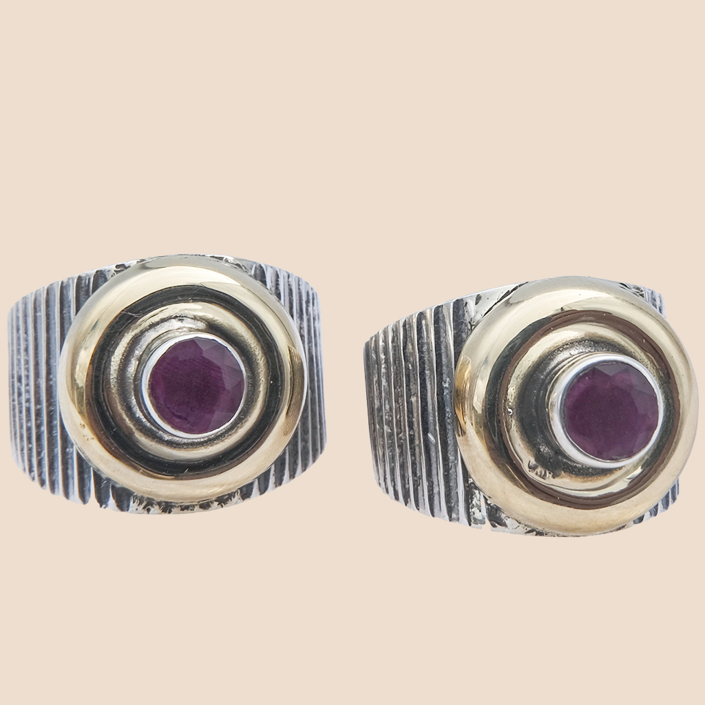 Dual Tone Adjustable Toe Rings with Circular Design