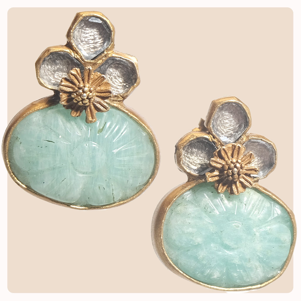 Gold Plated Jade Earrings