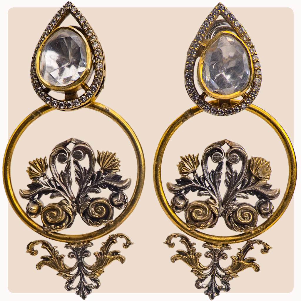 Dual Tone Kundan Earrings